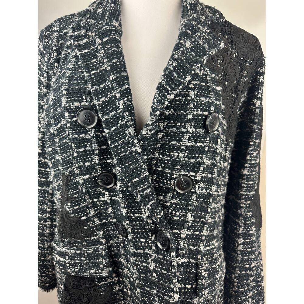 Chico's Tweed Lace Embroidered Metallic Cardigan Jacket Sweater Blazer Size 3 XL - Picture 5 of 16